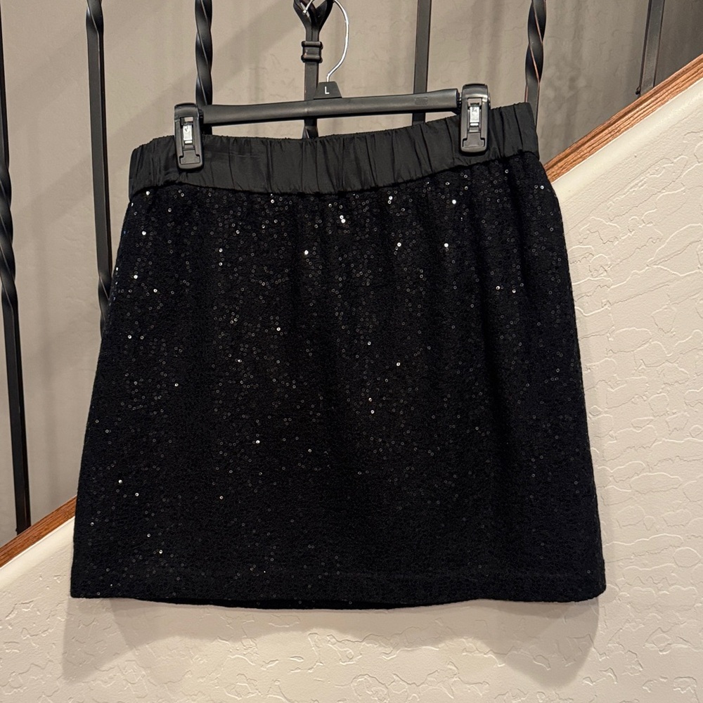LOFT Black Sequin Mini Skirt